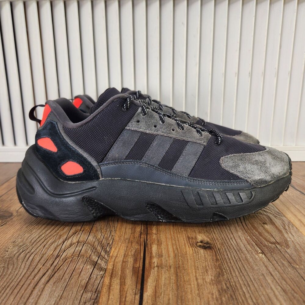 Adidas ZX 22 Boost Sneakers Men's 10 Black Solar Red Casual Chunky Shoes GX7007